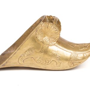 Antique Spanish gold-plated brass stirrup for horse saddles.