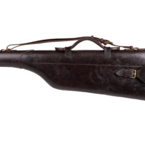 Shotgun ham holder in old leather to complement horse carriages or hunting. Saddlery Dorantes.