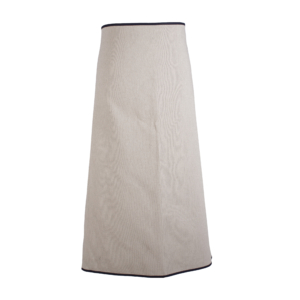 Coachman's apron in beige with blue trim, satin lining.