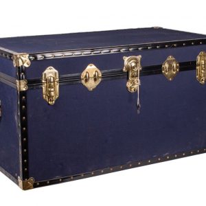 Rectangular trunk and a case, both with brass brackets and riveted corners Antique Saddlery Dorantes