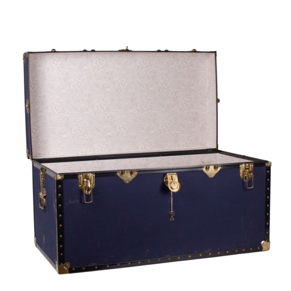 Rectangular trunk and a case, both with brass brackets and riveted corners Antique Saddlery Dorantes