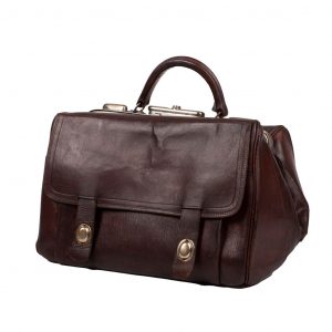 Vintage leather doctor's briefcase with silver fittings. Leather doctor's briefcase with silver fittings. Dorantes Harness