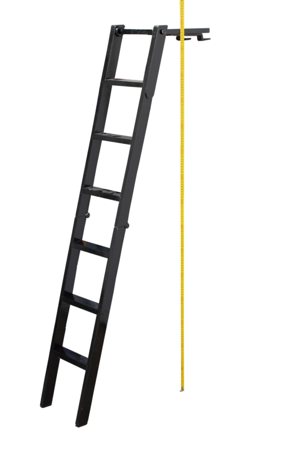 Wooden car ladder. Original wooden folding ladder and metal hinges, for sports car, in black. Dorantes