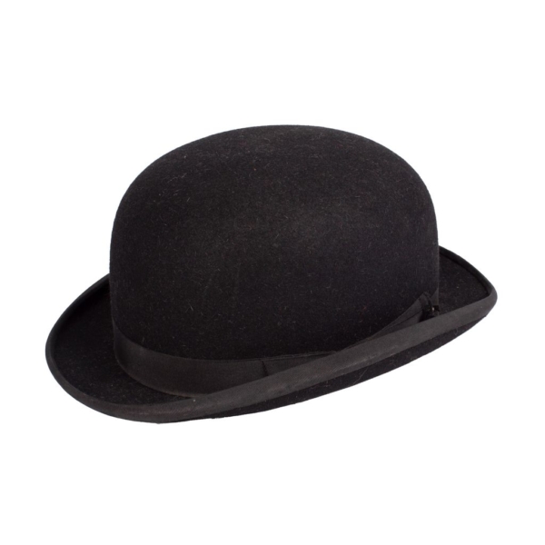 Vintage black bowler hat signed "HARRODS OF LONDON".