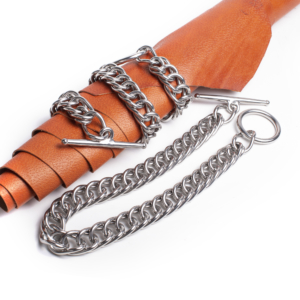 Pair of stainless steel chains with a length of 0.70 ml double link.