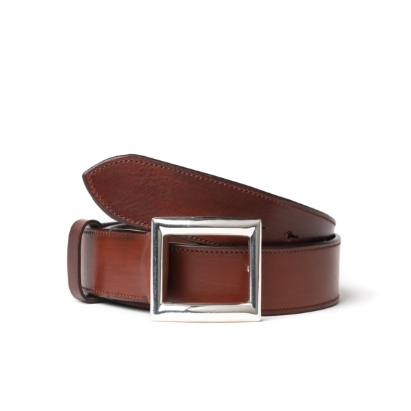 Hazelnut colour belt with silver square buckle
