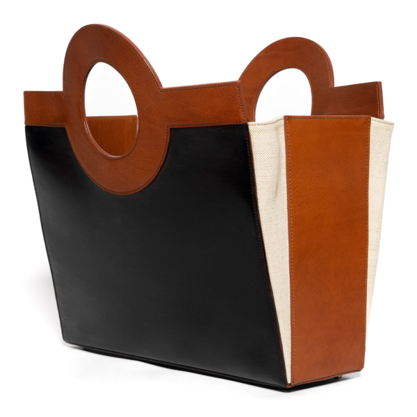 Vegetable-tanned and handcrafted leather magazine rack