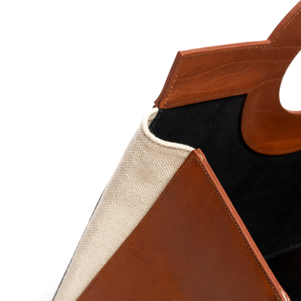 Vegetable-tanned and handcrafted leather magazine rack