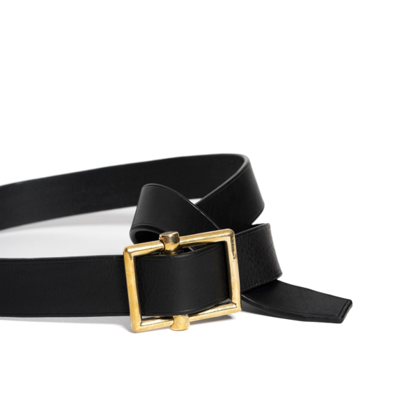 Black belt with gold pin buckle