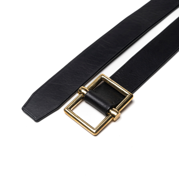 Black belt with gold pin buckle